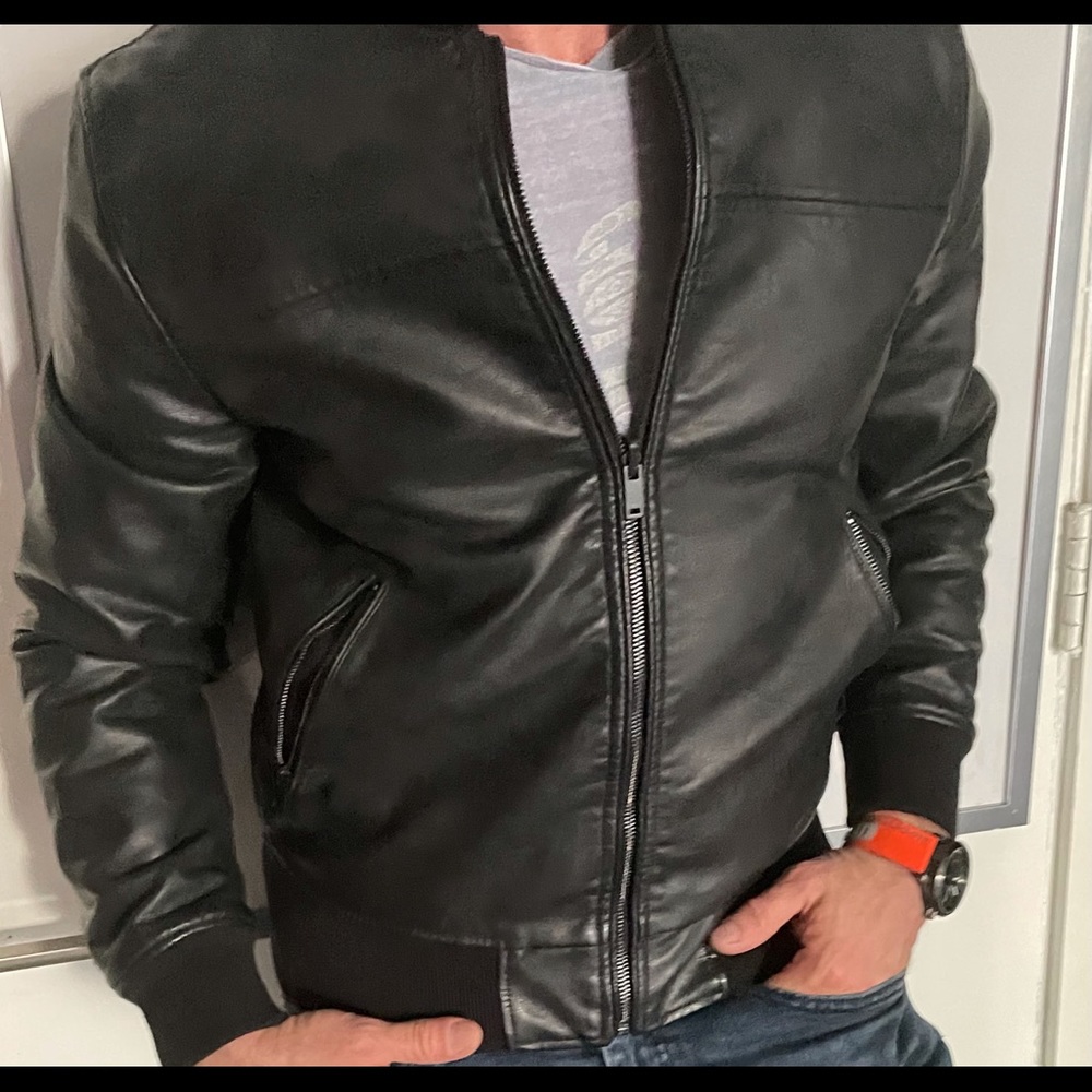 🔴SOLD🔴Men’s Reversible Leather meets Bomber Jacket - Picture 5 of 5